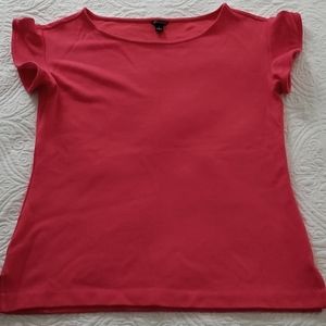 Ann Taylor fuschia boatneck ruffle sleeve top